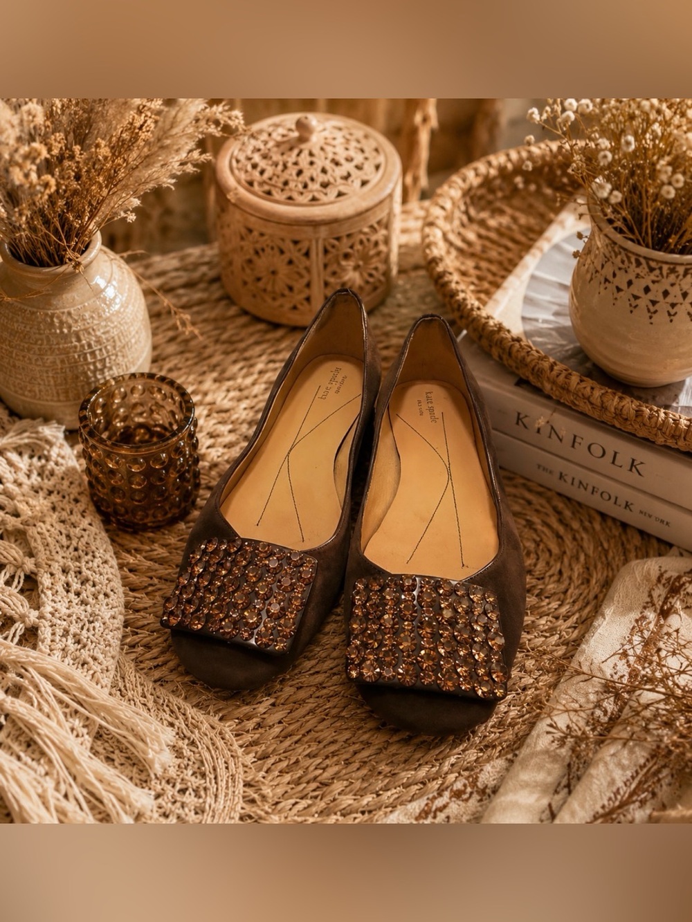 Kate Spade size 8 brown suede flats